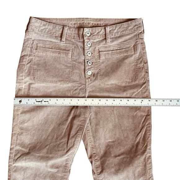 American Eagle Women’s Sz 12 Tan Super High Rise Flare Jeans Stretch Corduroy - Picture 11 of 14